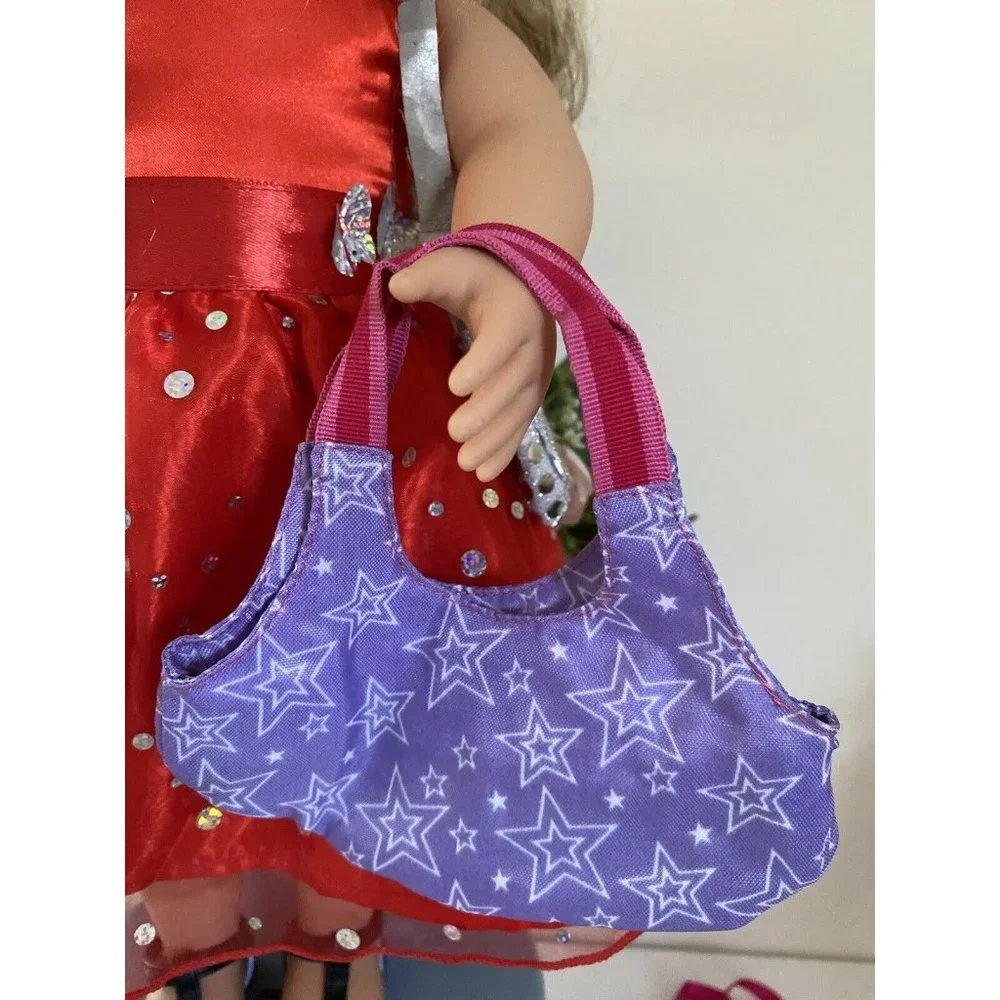 American Girl Battat OG Retired Purple Pink Stars Hand Bag for Dolls 16